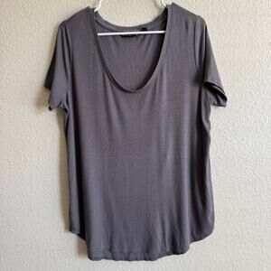 Athleta Scoop Neck Ribbed Short Sleeve Shirt Gray Size L Normcore Minimalist